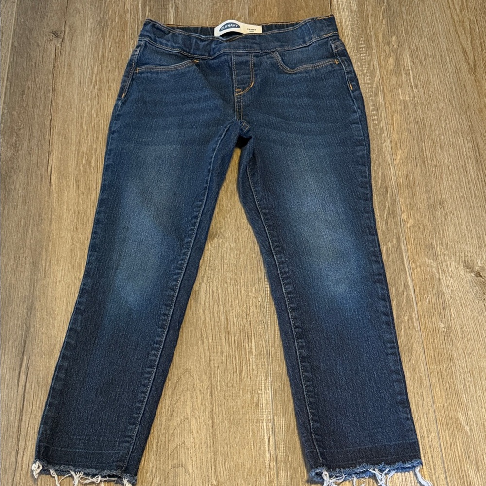 Old Navy Dark Blue Cropped Raw-Hem Jeans